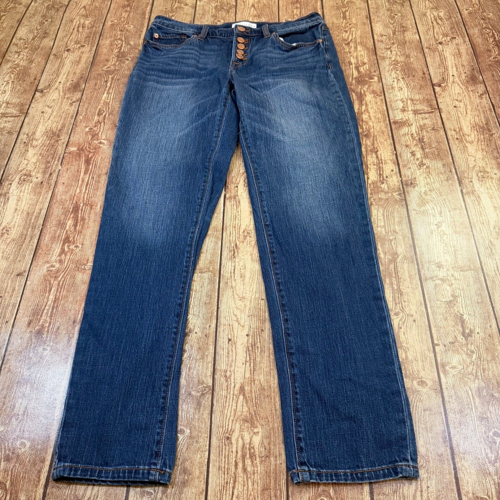 LOFT Boyfriend Jeans Womens Size 2 / 26 Blue Exposed Button Fly Relaxed Fit